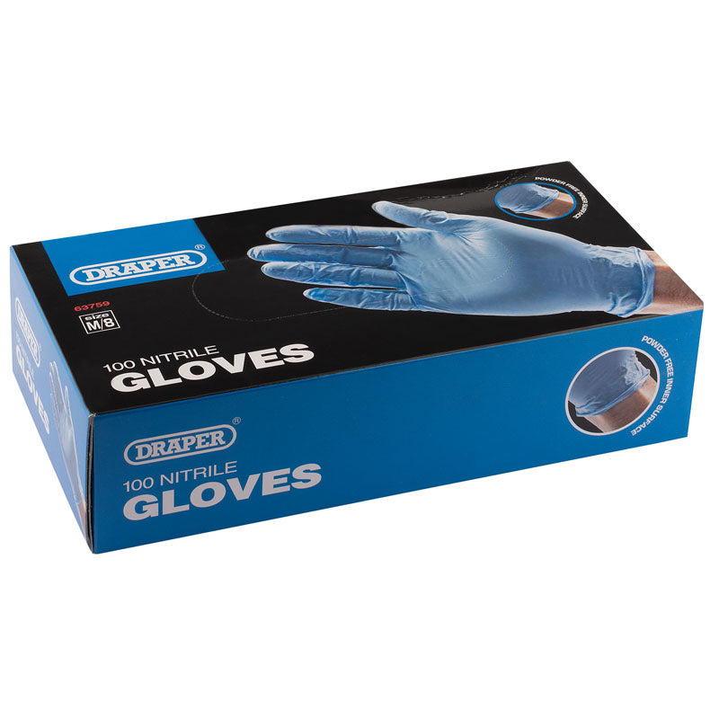 Draper Tools Medium Nitrile Gloves (Box of 100) DRA63759