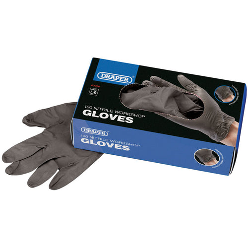 Draper Tools Workshop Nitrile Gloves (Box of 100) DRA63760