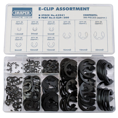 Draper Tools E Clip Assortment (300 Piece) DRA63941