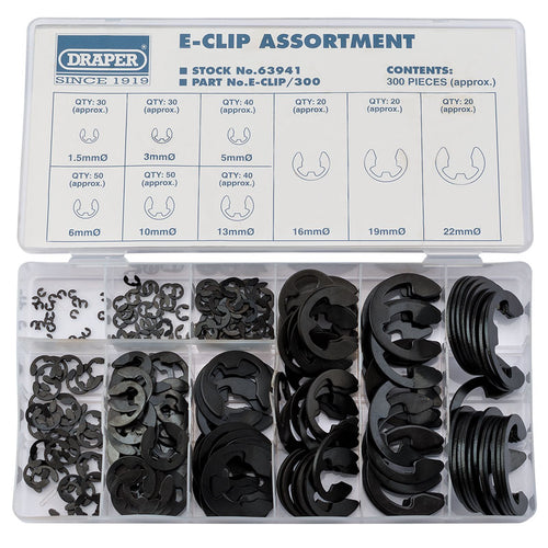 Draper Tools E Clip Assortment (300 Piece) DRA63941