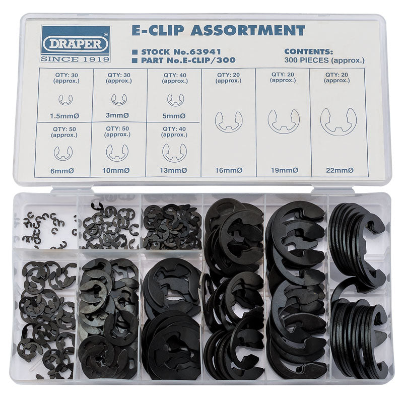 Draper Tools E Clip Assortment (300 Piece) DRA63941