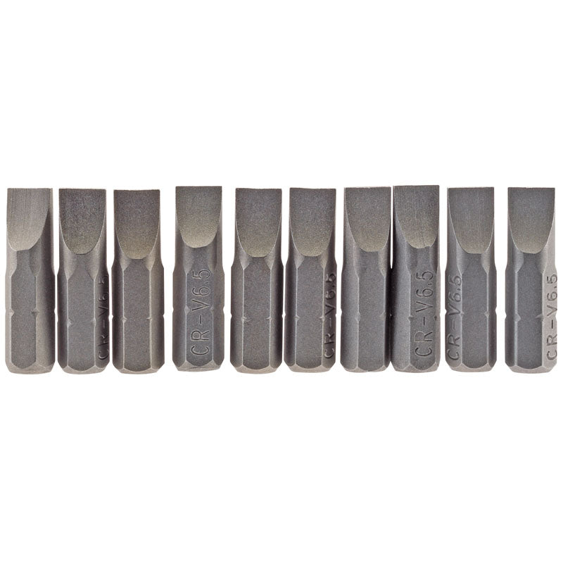 Draper Tools 6.5mm 1/4 Hex. Plain Slot Insert Bit 25mm Long x 10 DRA64034