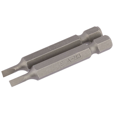 Draper Tools 3mm 1/4 Hex. Plain Slot Insert Bit 50mm Long x 2 DRA64088