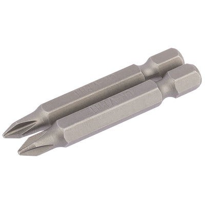 Draper Tools No.1 1/4 Hex. Cross Slot Insert Bit 50mm Long x 2 DRA64232