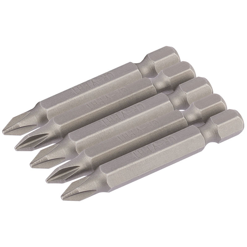 Draper Tools No.1 1/4 Hex. Cross Slot Insert Bit 50mm Long x 5 DRA64287