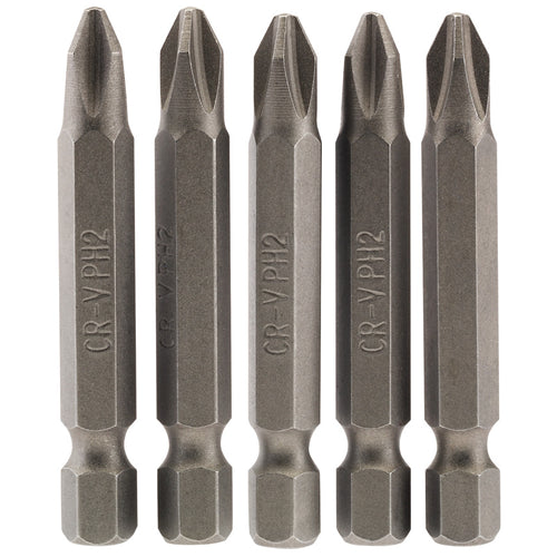 Draper Tools No.2 1/4 Hex. Cross Slot Insert Bit 50mm Long x 5 DRA64288