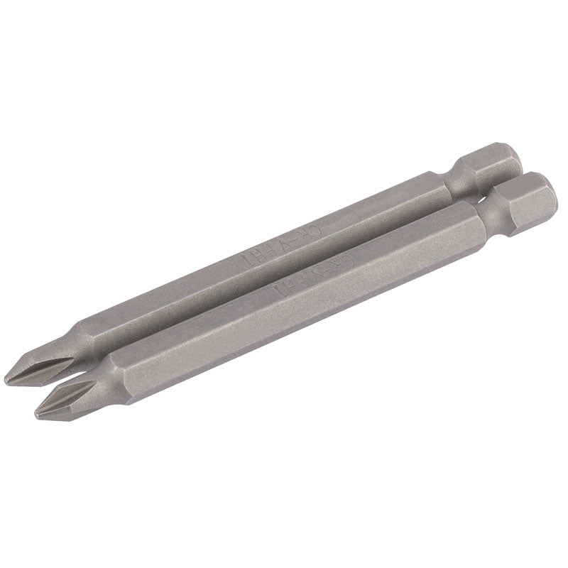 Draper Tools No.1 1/4 Hex. Cross Slot Insert Bit 75mm Long x 2 DRA64314