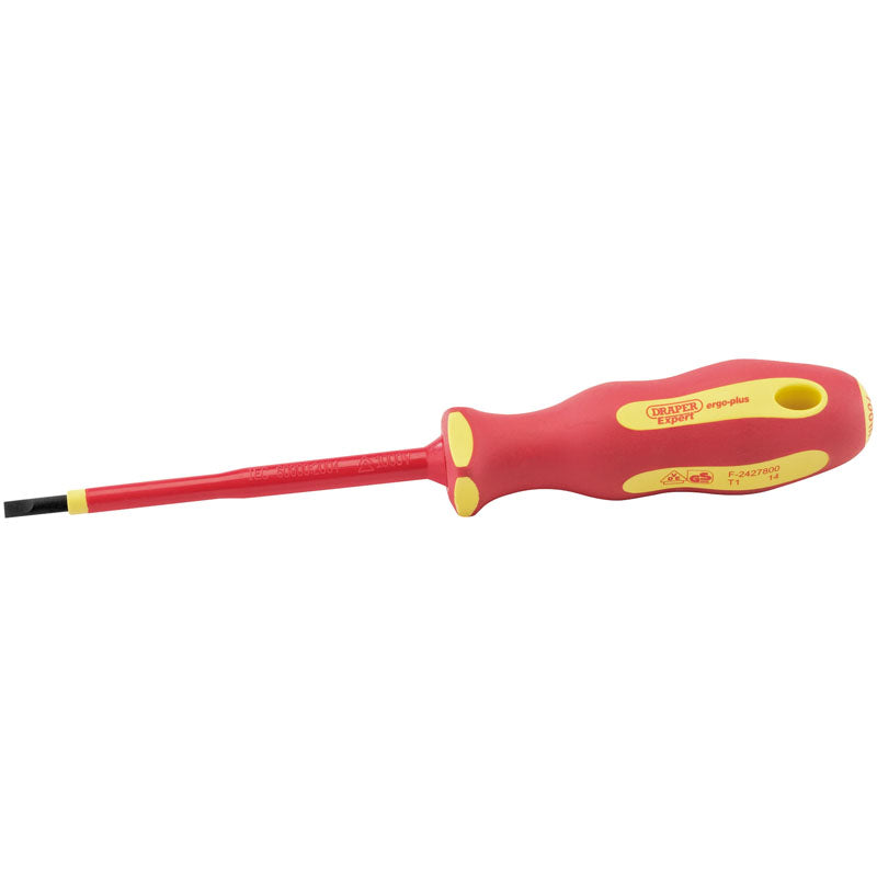 Draper Tools Ergo Plus® VDE 4.0mm x 100mm Plain Slot Screwdriver DRA64414