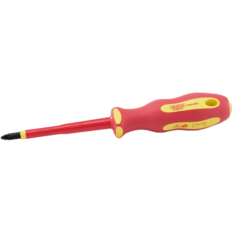 Draper Tools Ergo Plus® VDE No.2 x 100mm PZ Slot Screwdriver DRA64484