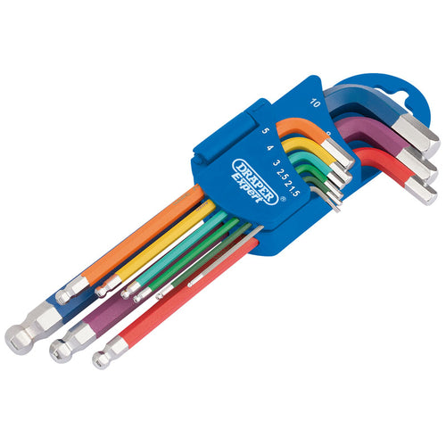 Draper Tools Metric Coloured Hexagon and Ball End Key Set (9 Piece) DRA66132