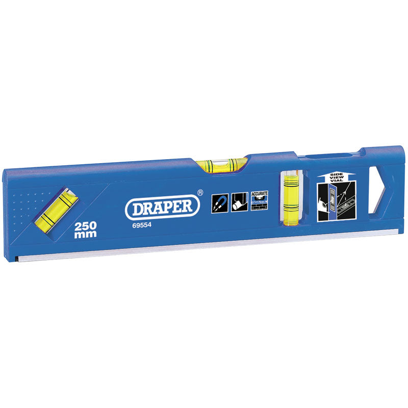 Draper Tools ABS Plastic Torpedo Level with Side View Vial and Magnetic Base (250mm) DRA69554