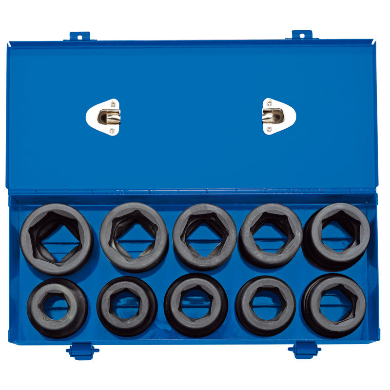Draper Tools 1 Sq. Dr. Combined MM/AF Impact Socket Set in Metal Case (10 Piece) DRA83282