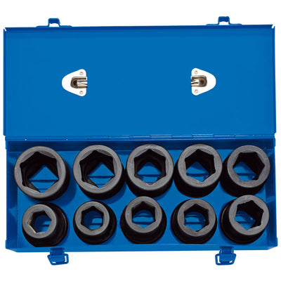 Draper Tools 1 Sq. Dr. Combined MM/AF Deep Impact Socket Set in Metal Case (10 Piece) DRA83283