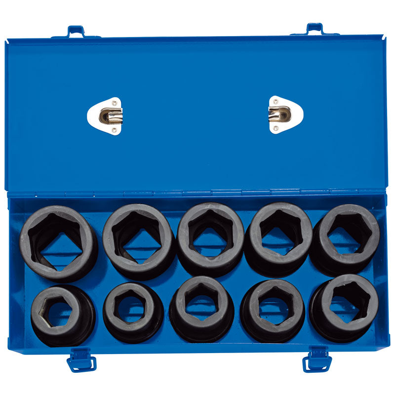 Draper Tools 1 Sq. Dr. Combined MM/AF Deep Impact Socket Set in Metal Case (10 Piece) DRA83283