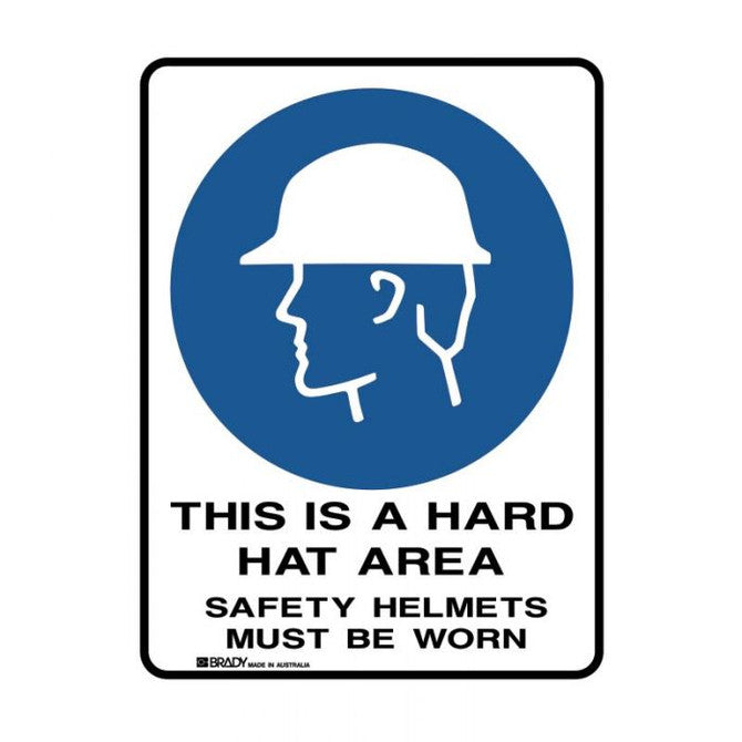 THIS IS A HARD HAT AREA SAFETY HELMETS MUST BE WORN SIGN 76MMC