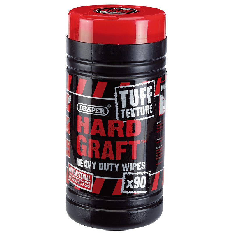 Draper Tools Tuff Texture, Hard Graft Heavy Duty Wipes (Tub of 90) DRA84712