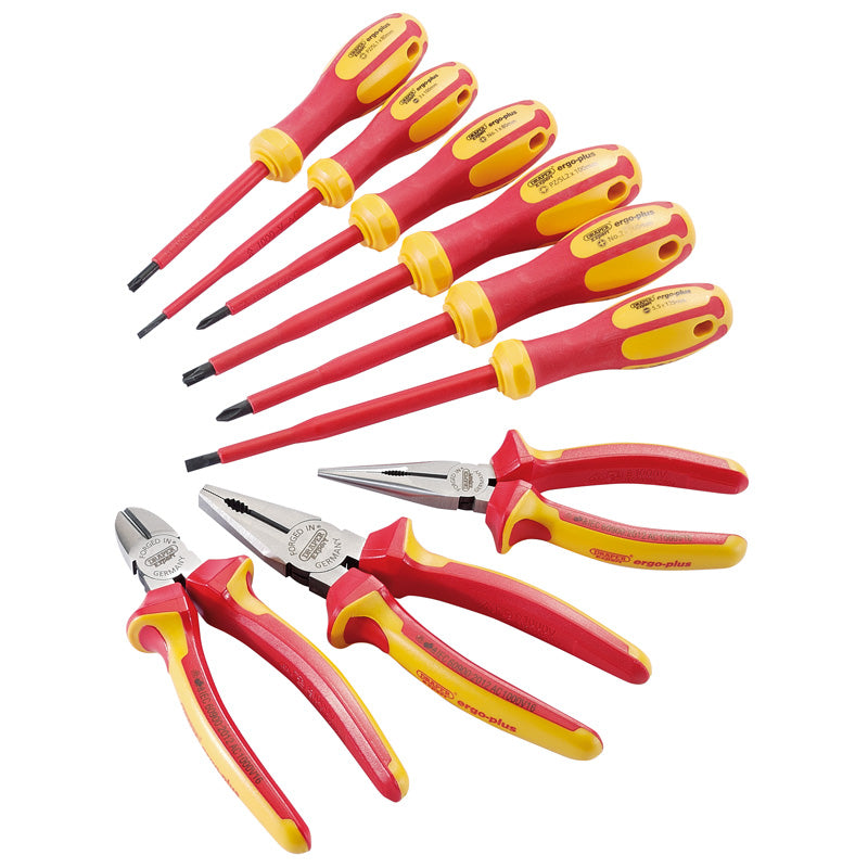 Draper Tools Ergo Plus® VDE Approved Fully Insulated Plier and Screwdriver Set (9 Piece) DRA86013
