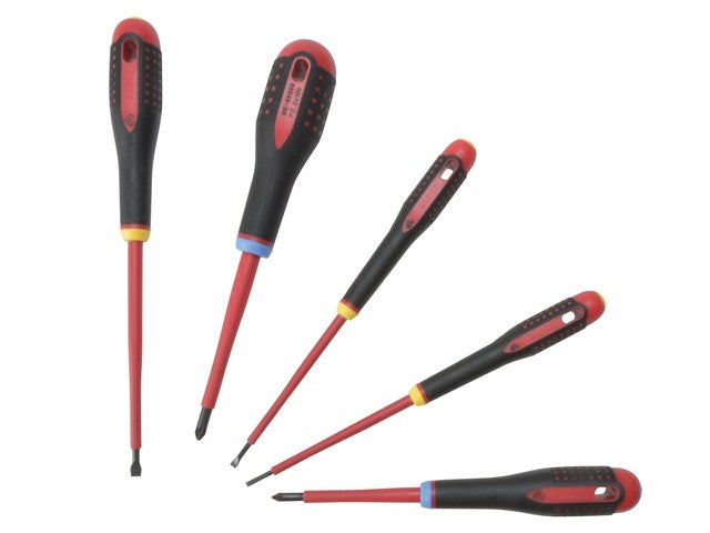 Bahco BE-9882S 5 piece Insulated 1000v ERGO Handled Screwdriver Set