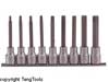 Teng Tools M1214TX 9 Piece 100mm Long  Drive TX Bit Sockets On A Clip