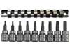 Teng Tools M3813TPX 9 piece 3/8" drive TPX bit sockets on a clip rail - BD