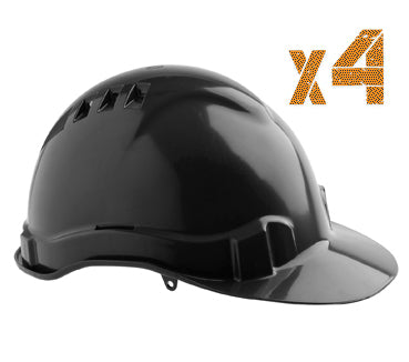 PRO CHOICE Black Vented Hard Hat Helmet-4Pack HHV6BLK