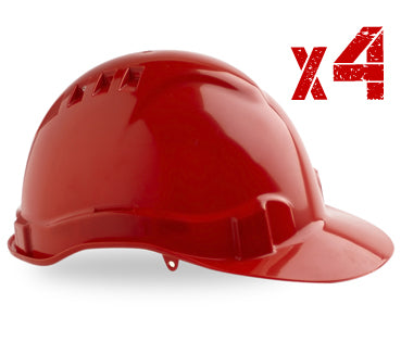 PRO CHOICE Red Vented Hard Hat Helmet-4Pack HHV6R