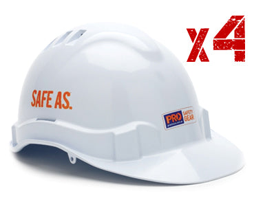 PRO CHOICE White Vented Hard Hat Helmet-4Pack HHV6W