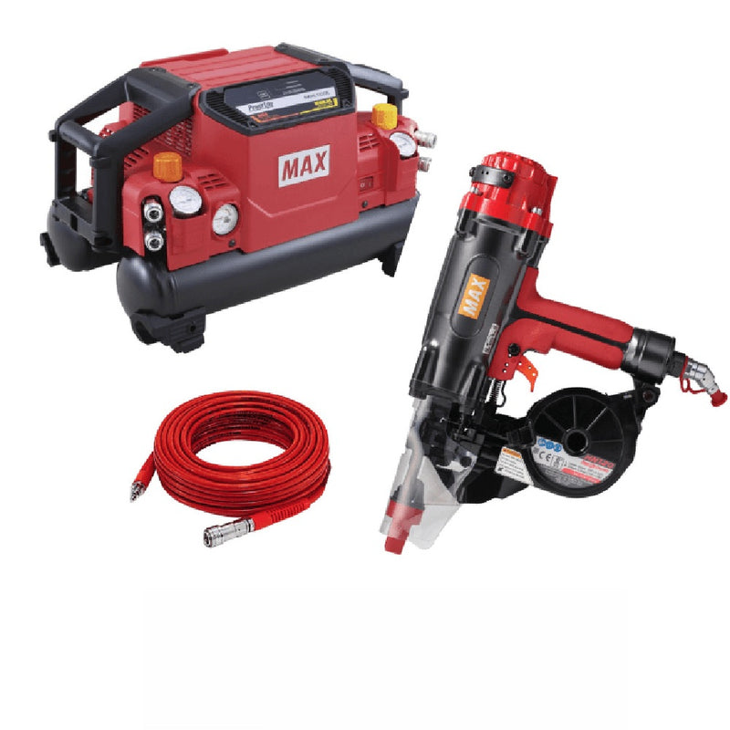MAX Powerlite High Powered Compressor & Concrete Nailer Gun Combo Kit -JTD