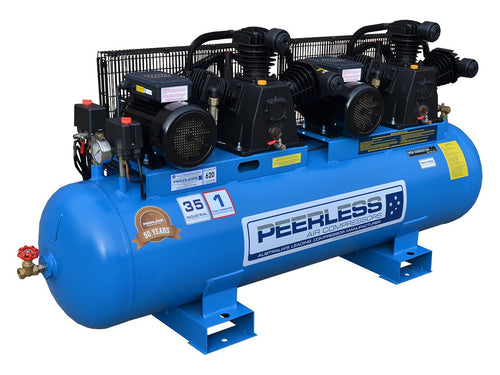 PEERLESS PT35HP Single Phase Air Compressor: Belt Drive, 15Amp, 7HP, 600LPM - for High Pressure