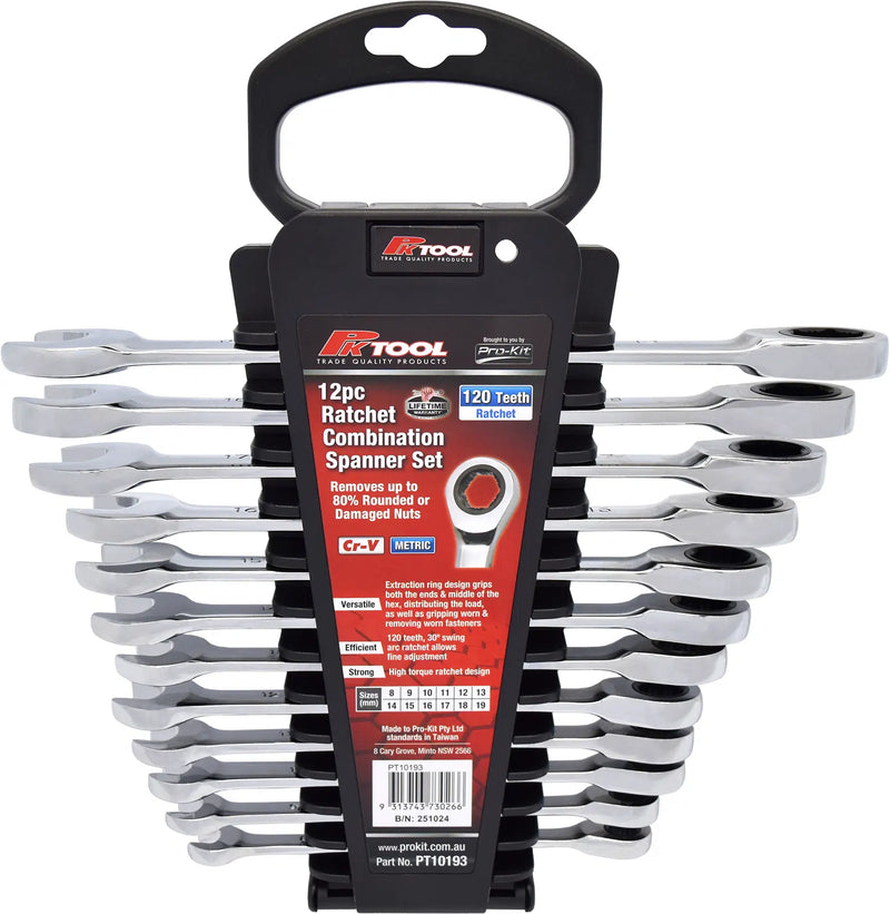 PK Tools 12pc Ratchet Combination Spanner Set - PT10193