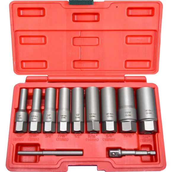 PK Tools 11pc Deep Impact Spiral Twist Extractor Socket Set - PT10386