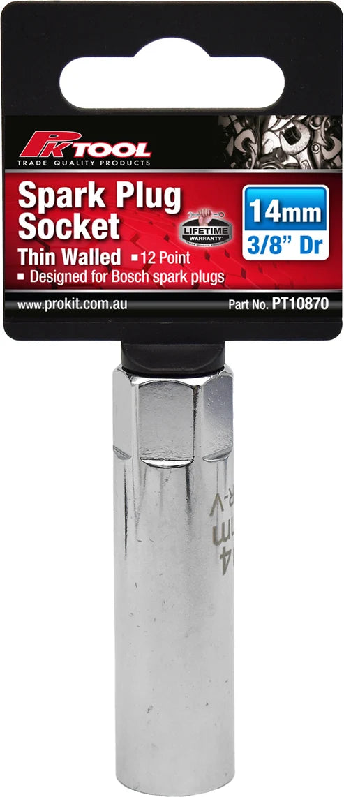 PK Tools 3/8in Drive 14mm Thin Wall Spark Plug Socket - PT10870