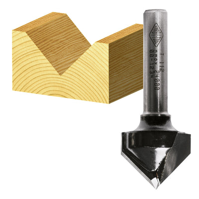 Carbitool 2 Flute Router Bit  90&deg; Vee Groove Bit 1.9/16 X 90 DEG TCT 1/2 SHK T 1230 1/2