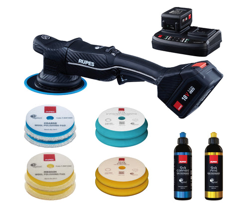 RUPES 125mm 18v 5AH Bigfoot Cordless Ibrid Random Orbital DA Polisher Combo Kit - ATD - BFD