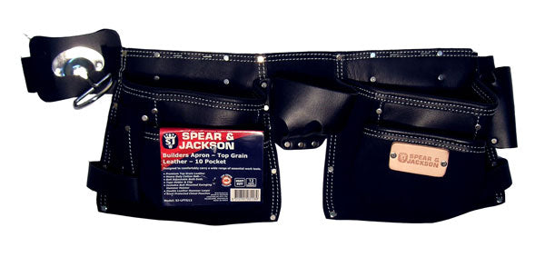 SPEAR & JACKSON Professional Top Grain 12 Pocket Apron Nail Bag-SJLPTG12 9854