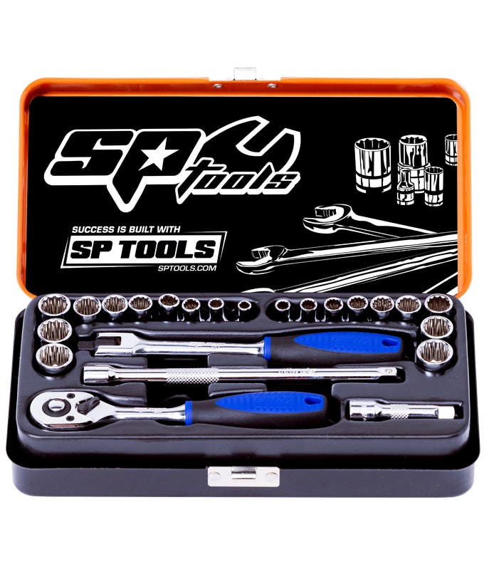 SP Tools SP20100 23pc 1/4in Drive Metric SAE 12pt Socket Set