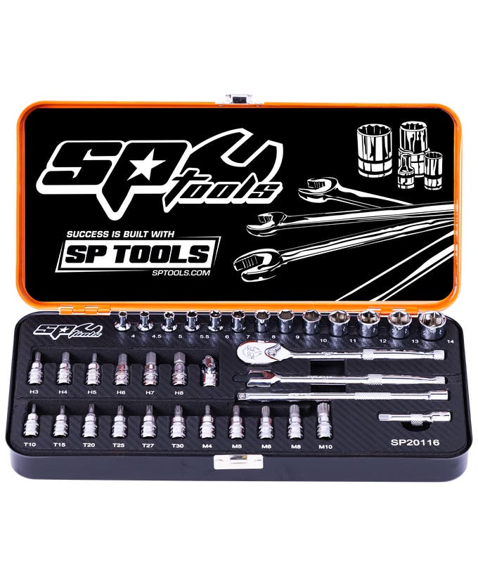 SP Tools SP20116 35pc 1/4in Drive Metric Inhex Torx Spline Socket Set