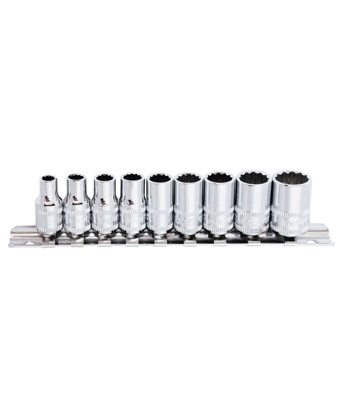 SP Tools SP20131 9pc 1/4in Drive SAE 12pt Socket Rail Set