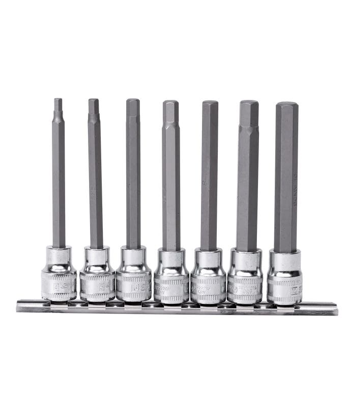 SP Tools SP20547 7pc 3/8in Drive Metric Long Inhex Socket Rail Set