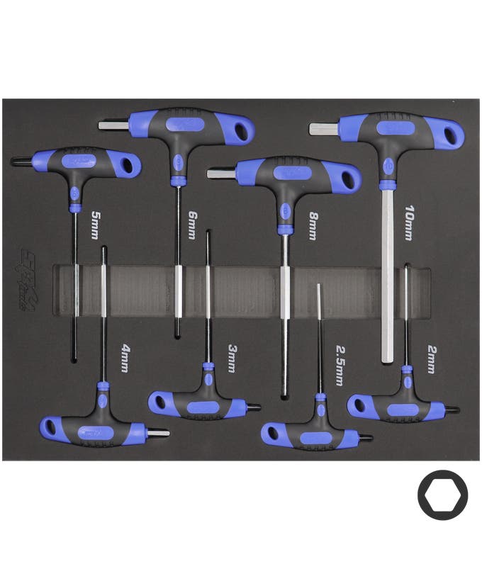 SP Tools SP34705 8pc Metric T-Handle Ball Drive Hex Key Set