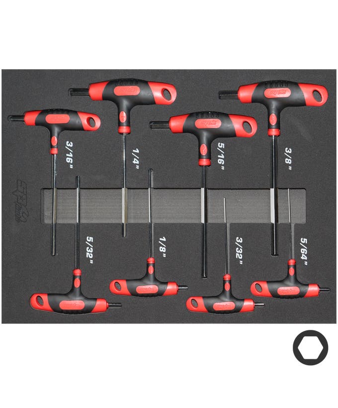 SP Tools SP34706 8pc SAE T-Handle Ball Drive Hex Key Set
