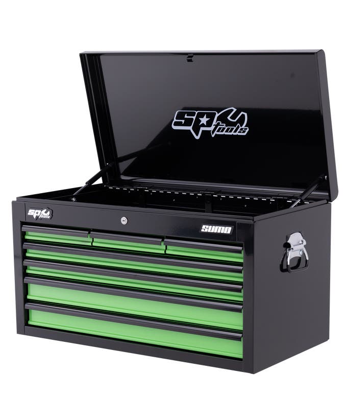 SP Tools SP40122 Sumo Series 7 Drawer Tool Box Black Green