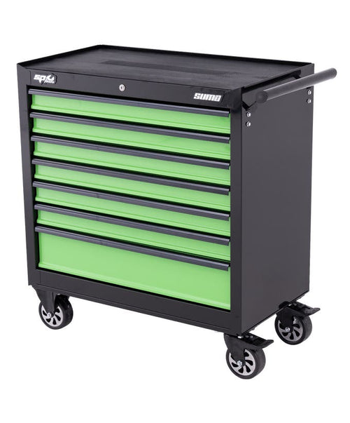 SP Tools SP40127 Sumo Series 7 Drawer Roller Cabinet Black Green