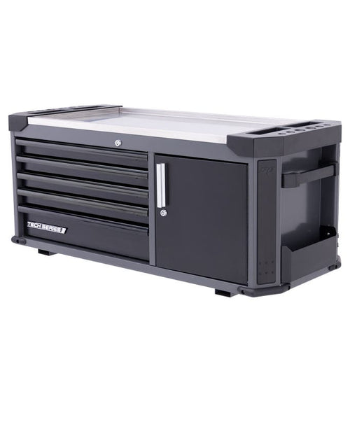 SP Tools SP42345D Tech Series 5 Drawer Tool Box with Power Tool Cupboard Diamond Black