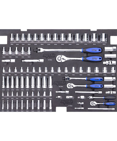 SP Tools SP50010 88pc Metric Socket and Accessories EVA Foam Tray Kit