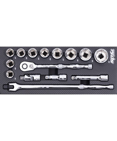 SP Tools SP50011 15pc Tech Series Metric Socket and Accessories EVA Foam Tray Kit