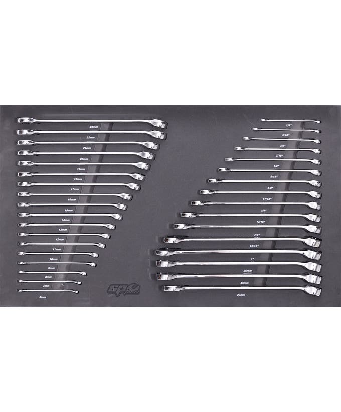 SP Tools SP50018 34pc Metric SAE Spanner EVA Foam Tray Kit