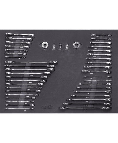 SP Tools SP50026 45pc Metric SAE Spanner and Finger Ratchet EVA Foam Tray Kit