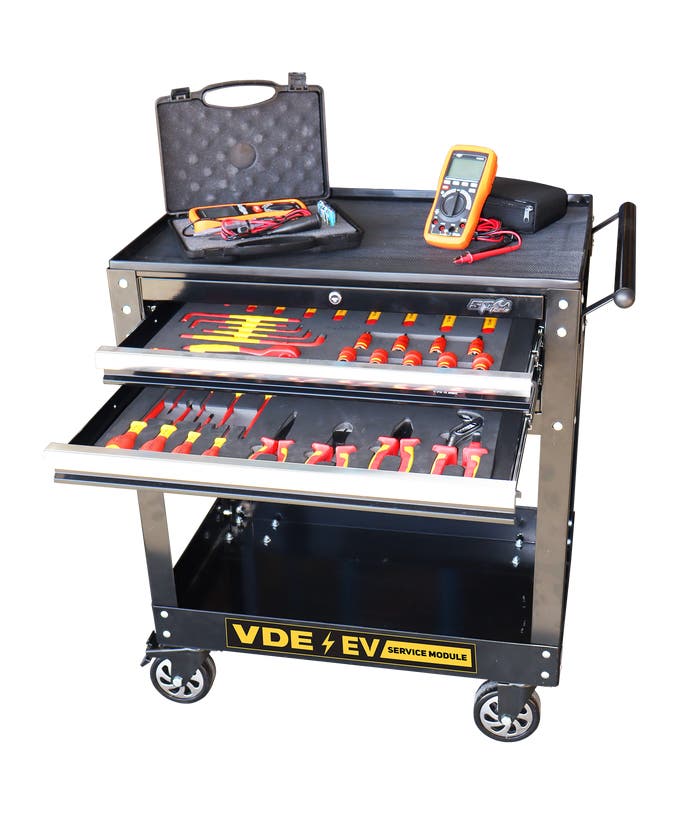 SP Tools SP55955 VDE Electric Vehicle Service Module 2 Drawer Diagnostic Trolley