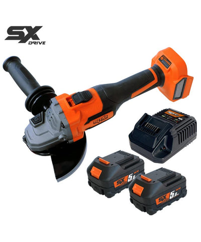 SP Tools SP83311 18V SX Drive brushless angle grinder kit with two batteries and charger